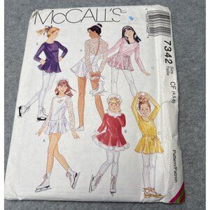 McCalls 7342 Girls Ice Skating Dress Pattern Size 4 5 6 1994 Uncut